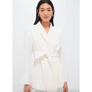 Tuckernuck Pearl White Crepe Talia Wrap Blazer Sz XS